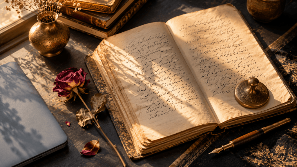 Digital legacy management case study — archival notebook representing Kaifi Azmi's literary heritage